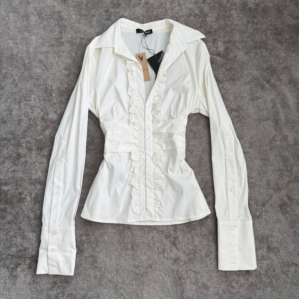 Flavio Castellani white ruffle blouse NWT
